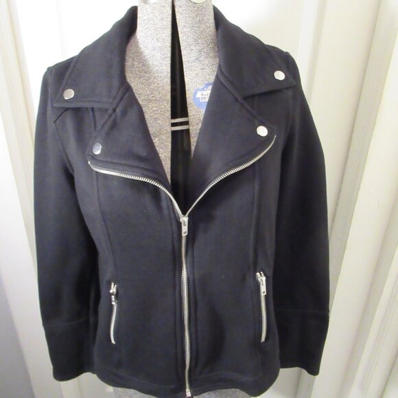 Style & Co Knit Motorcycle Moto Jacket Black, Long Sleeve Zippers Soft, Small - Picture 1 of 15